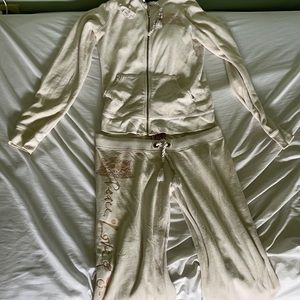 Juicy couture tracksuit white and gold peace love and couture